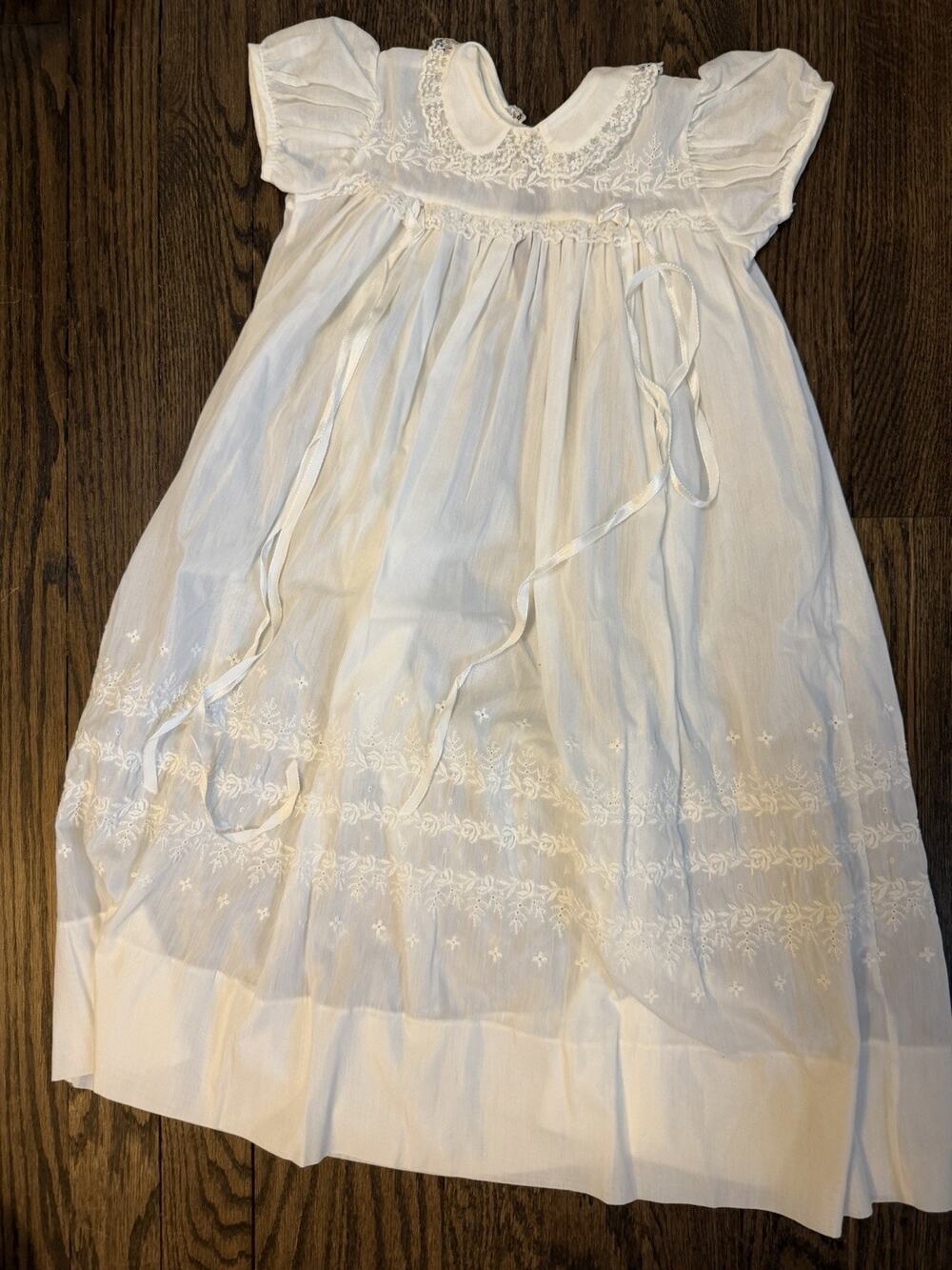 Vintage Madonna Christening Baptism Gown & Bonnet USA Made 0-6 Months Cream